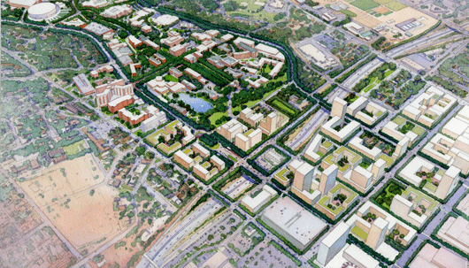 Aerial view of campus master plan vision